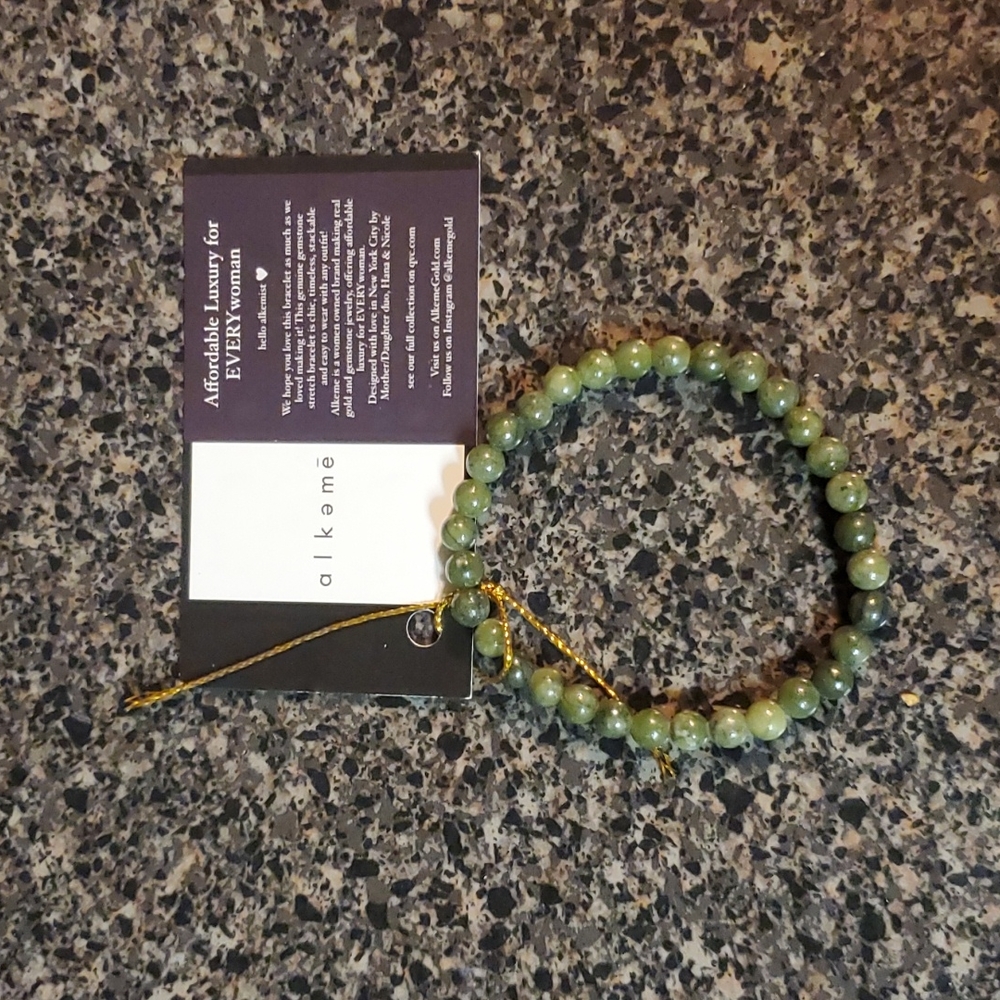 Alkeme green gemstone elastic bracelet